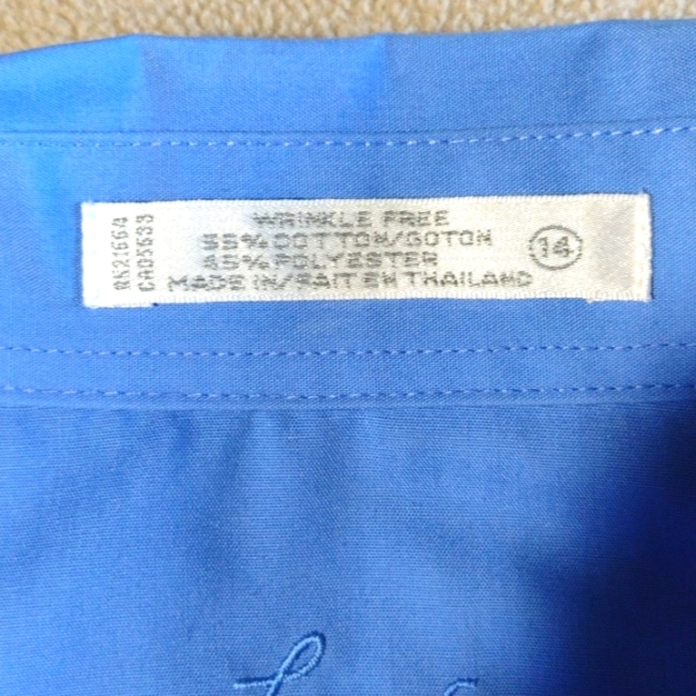 Foxcroft wrinkle-free blue button-down tunic 14 - Picture 6 of 6